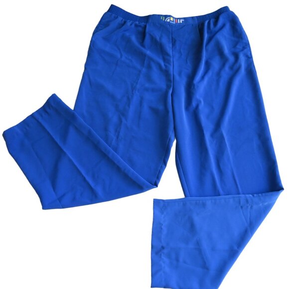 Vintage Brenda Goode Womens L Blue Elastic Waist Pull-On Pants Pockets Modest - Picture 6 of 16